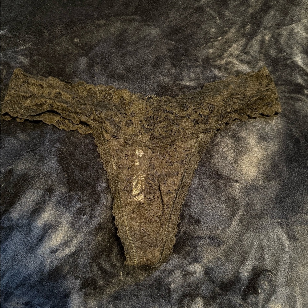 2/$30 Lace Thong Panties in Black